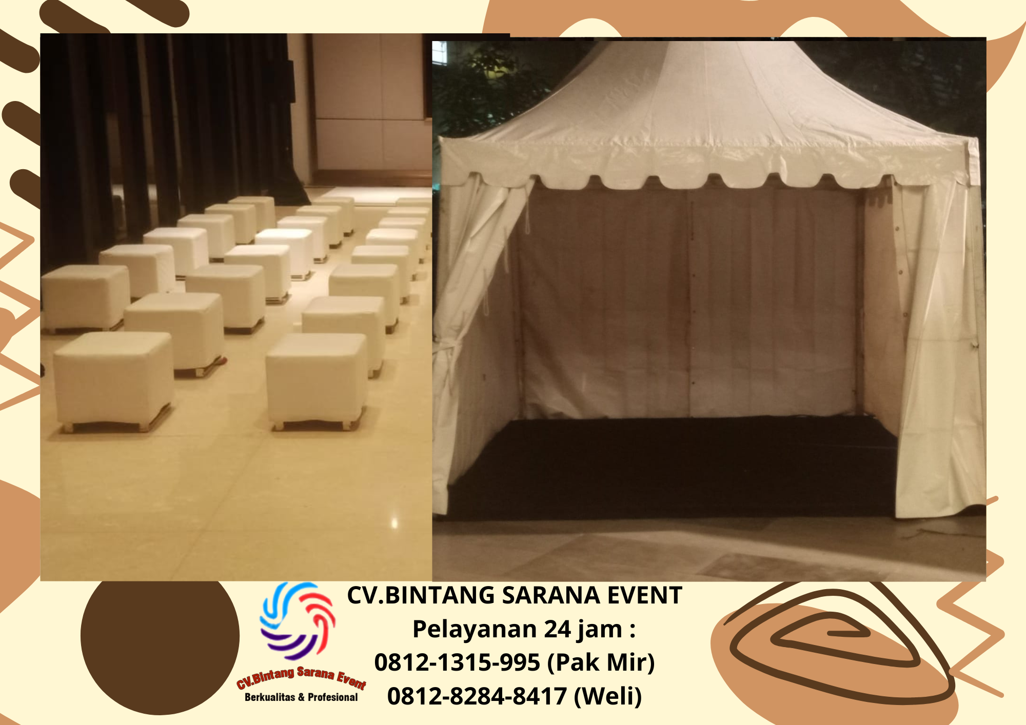 Sewa Sofa Puff Single Dan Tenda Kerucut Jakarta
