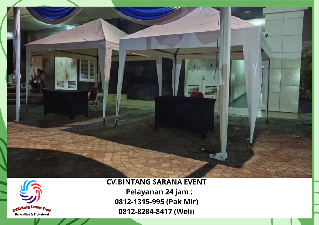 Sewa Tenda Plafon Rumbai Putih Biru dan Tenda Bazar 3x3 Jakarta