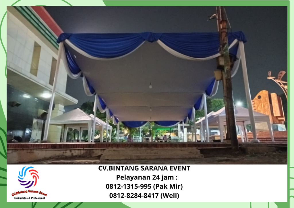 Sewa Tenda Plafon Rumbai Putih Biru dan Tenda Bazar 3x3 Jakarta