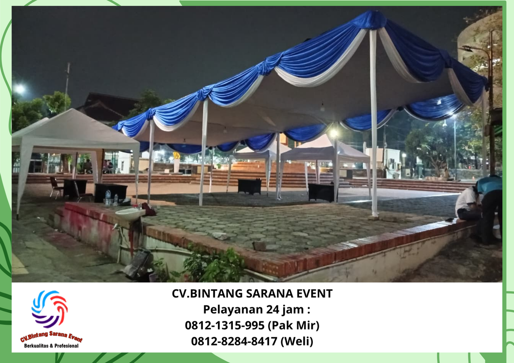 Sewa Tenda Plafon Rumbai Putih Biru dan Tenda Bazar 3x3 Jakarta