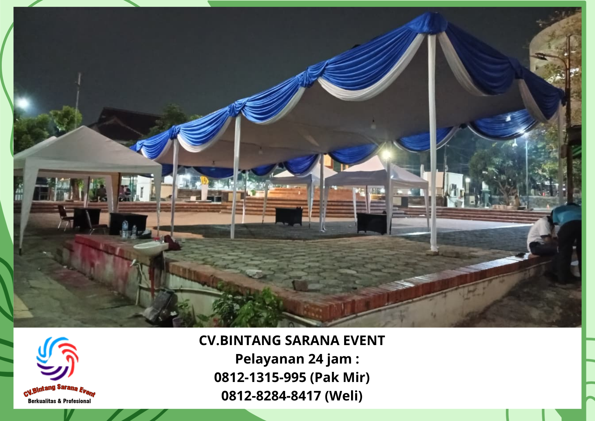 Sewa Tenda Plafon Rumbai Putih Biru dan Tenda Bazar 3x3 Jakarta