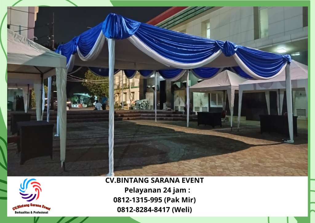 Sewa Tenda Plafon Rumbai Putih Biru dan Tenda Bazar 3x3 Jakarta