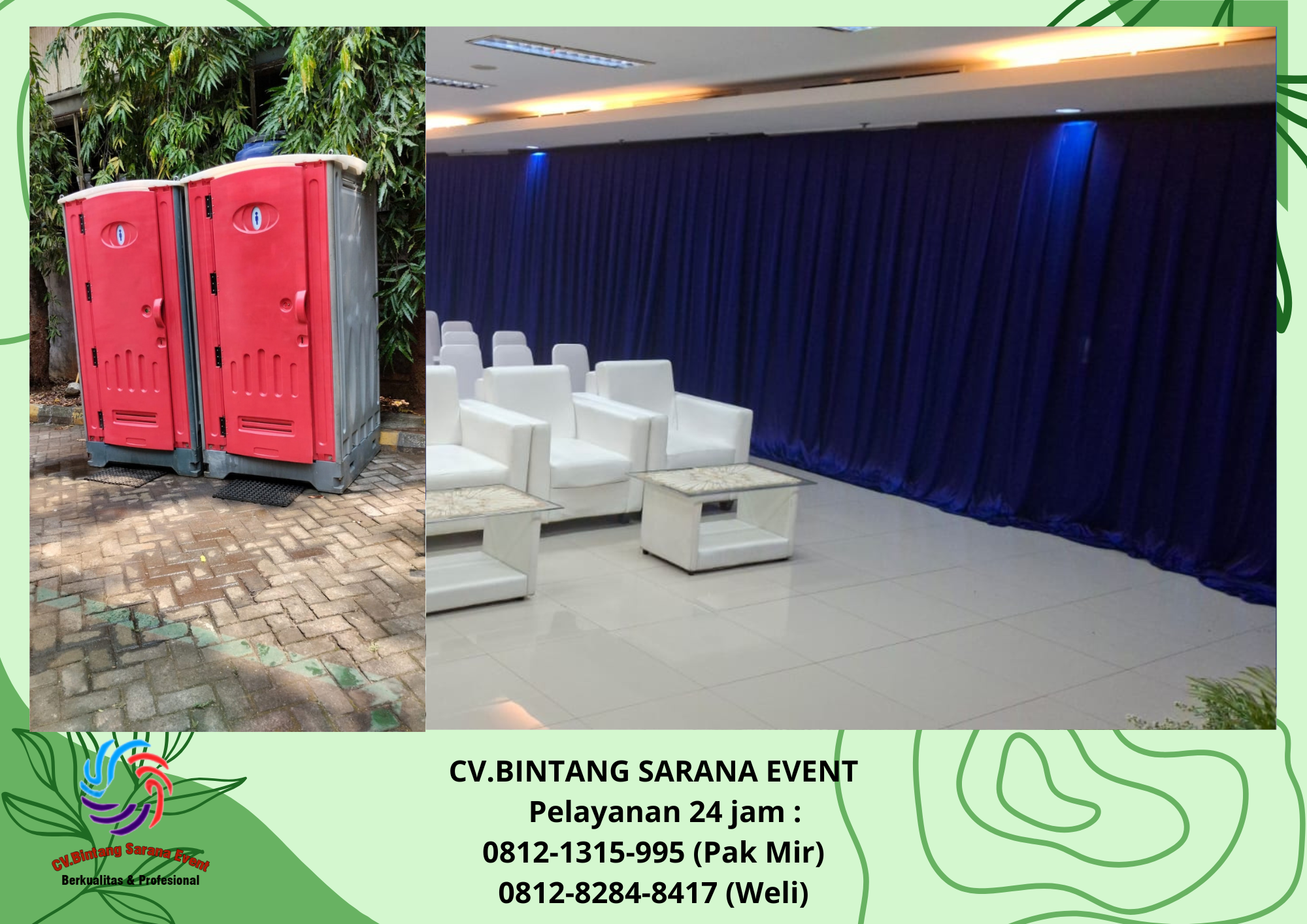 Sewa Tirai Biru Dan Toilet Portable Jakarta Pusat 0812-1315-995