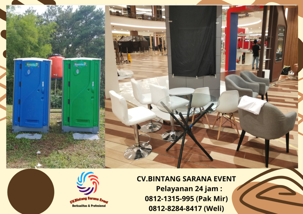 Sewa Toilet Portable Dan Meja Dealing Kaca Karawang 08121315995